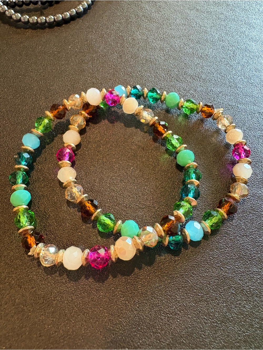 Gold and Multicolor Beaded Stackable Women’s Bracelet Set - Picture 6 of 8